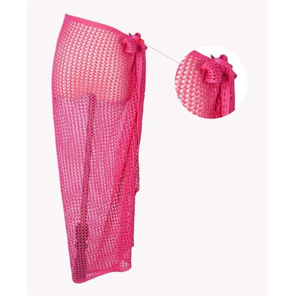 Women'  Beach Pareos Sarong Sheer Swimsuit Cover Ups Swimwear Bikini Wrap - Picture 4 of 6